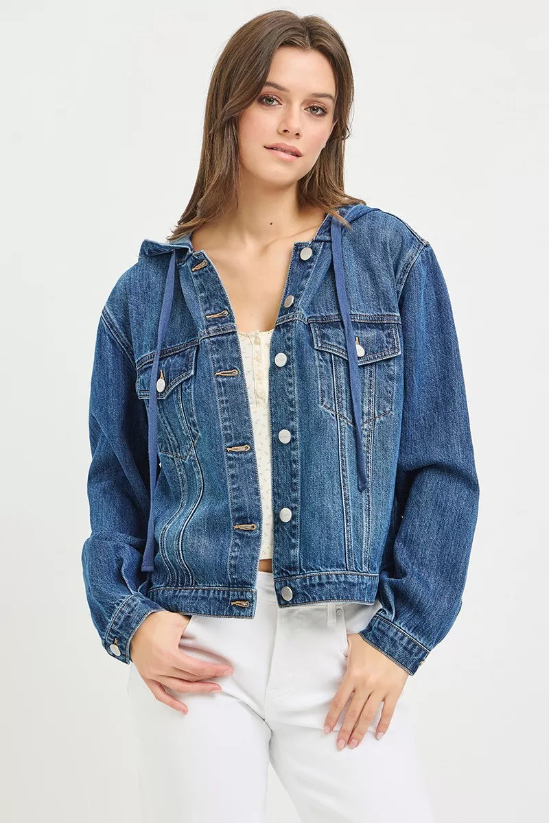 RISEN Basic Denim Jacket with Hoodie on Simply Obsessed
