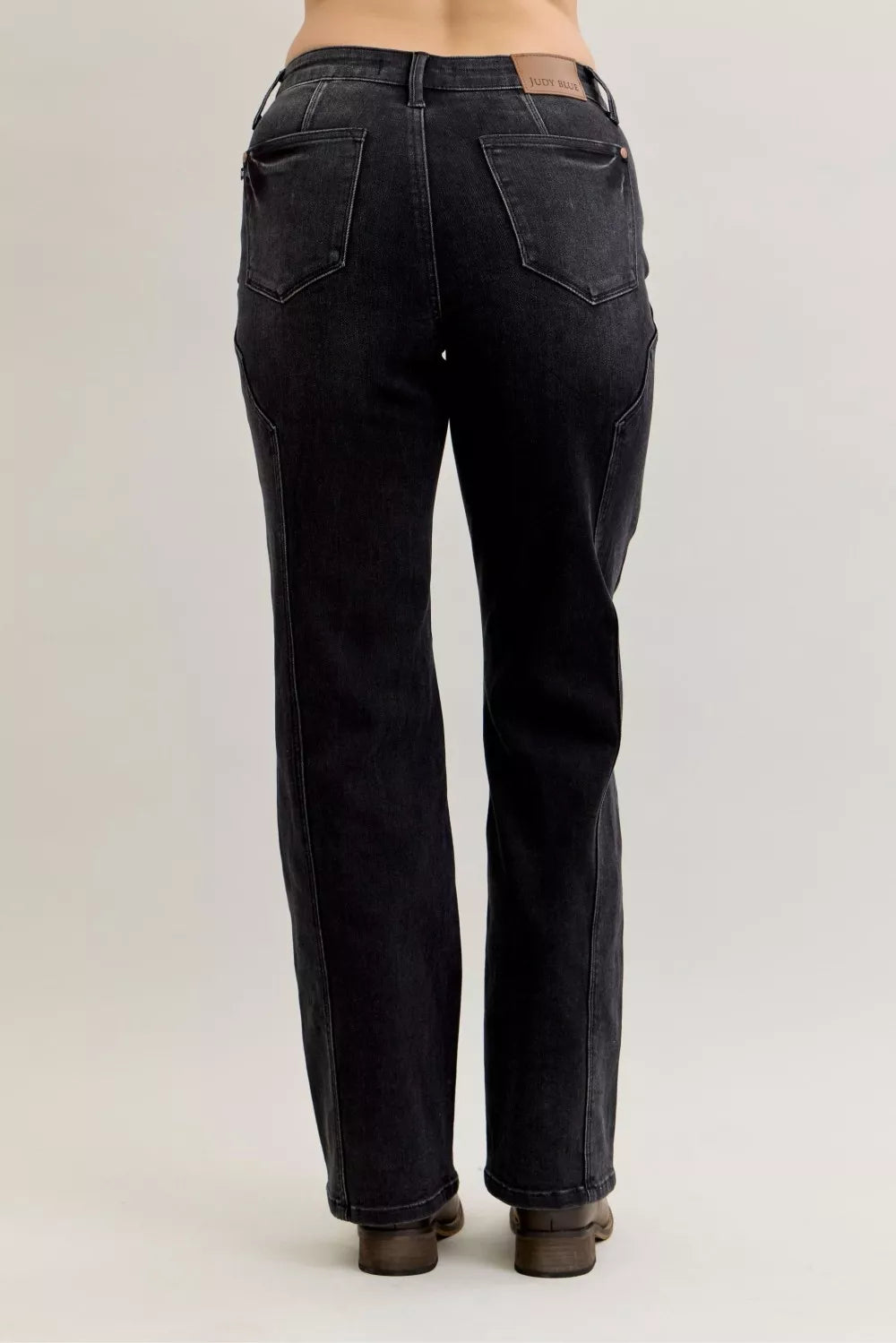 Judy Blue Mid Rise Straight Western Seam Detail Jeans on Simply Obsessed