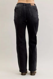 Judy Blue Mid Rise Straight Western Seam Detail Jeans on Simply Obsessed