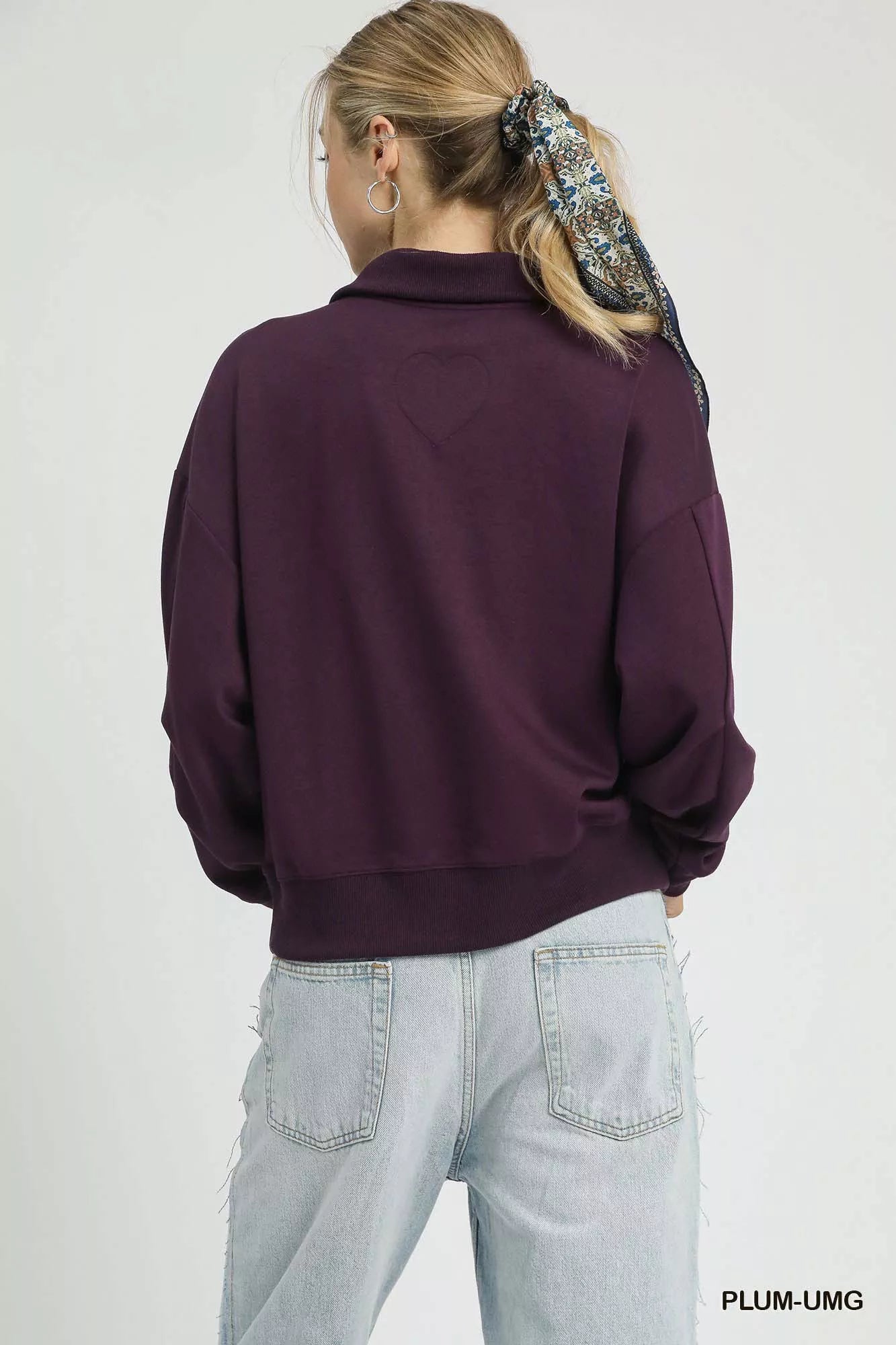 UMGEE Half Zip Drop Shoulder Sweatshirt on Simply Obsessed