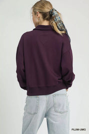 UMGEE Half Zip Drop Shoulder Sweatshirt on Simply Obsessed