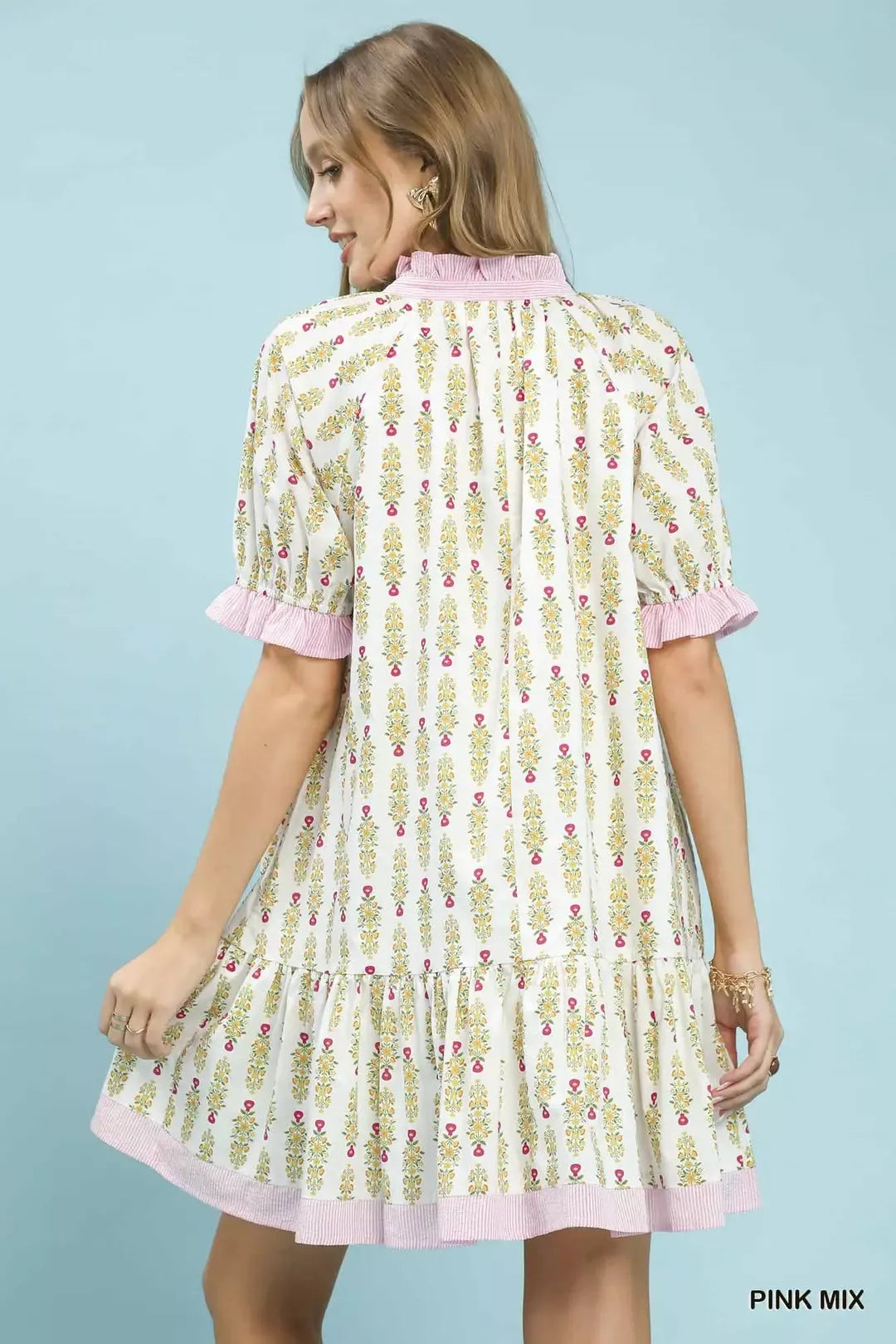 UMGEE Striped Trim Floral Tiered Mini Dress **DEBUT SALE** on Simply Obsessed