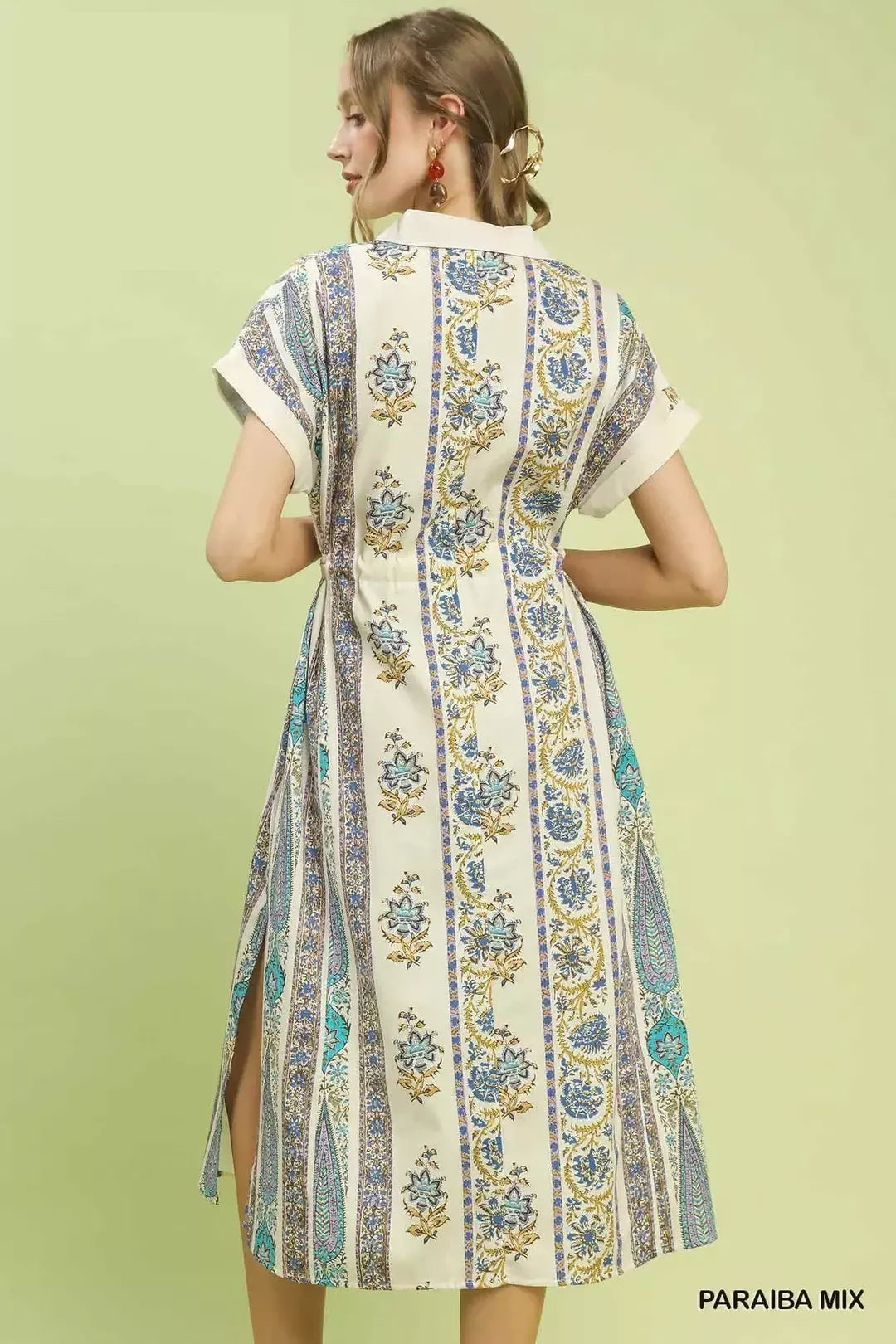 UMGEE Vertical Print Tie Waist Midi Dress on Simply Obsessed