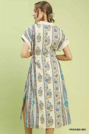UMGEE Vertical Print Tie Waist Midi Dress on Simply Obsessed