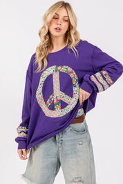 SAGE+FIG Peace Applique Patch Long Sleeve Top on Simply Obsessed