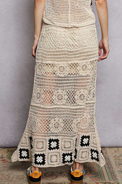 POL Floral Crochet Ruffled Waistband Maxi Skirt with Granny Square Weave **Debut SALE** on Simply Obsessed