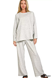 Zenana Scuba Side Slit Top and Pants Set on Simply Obsessed