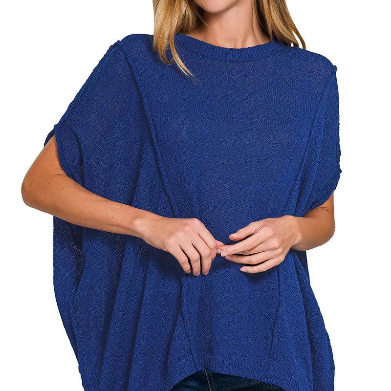 ZENANA Drop Shoulder Short Sleeve Knit Top on Simply Obsessed