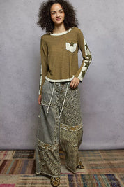POL Round Neck Long Sleever T-Shirt with Star Patch on Simply Obsessed