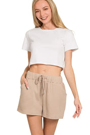 ZENANA Fleece Long Sleeve Sweatshirts & Shorts Set on Simply Obsessed