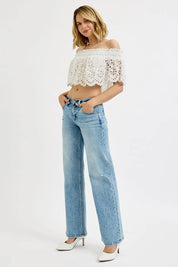 RISEN Full Size Low Rise Ankle Boyfriend Distressed Jeans Plus Size on Simply Obsessed