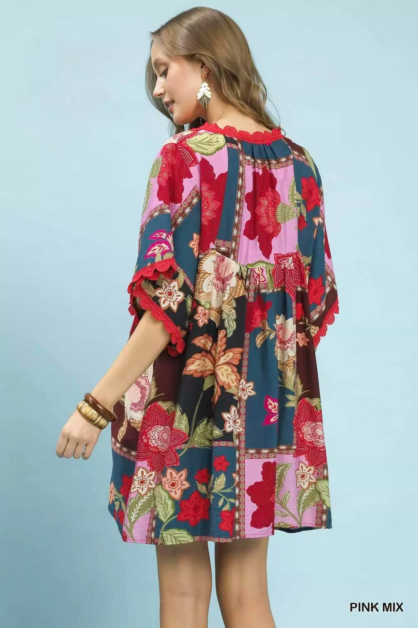 UMGEE Abstract Print V-Neck Mini Dress **FALL DEBUT SALE** on Simply Obsessed