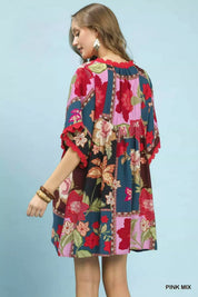 UMGEE Abstract Print V-Neck Mini Dress **FALL DEBUT SALE** on Simply Obsessed