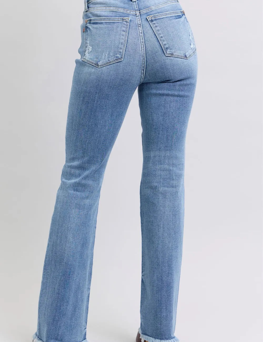 Judy Blue Full Size Raw Hem High Rise Bootcut Jeans on Simply Obsessed