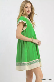 UMGEE Linen Color Block Flutter Sleeve Dress **DEBUT SALE** on Simply Obsessed