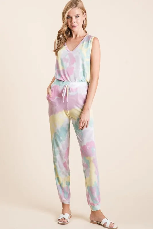 BiBi Tie Dye French Terry Casual Pants on Simply Obsessed