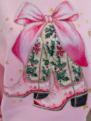 MALIBU HIPPIE Crystal Boot Pink Sweatshirt on Simply Obsessed