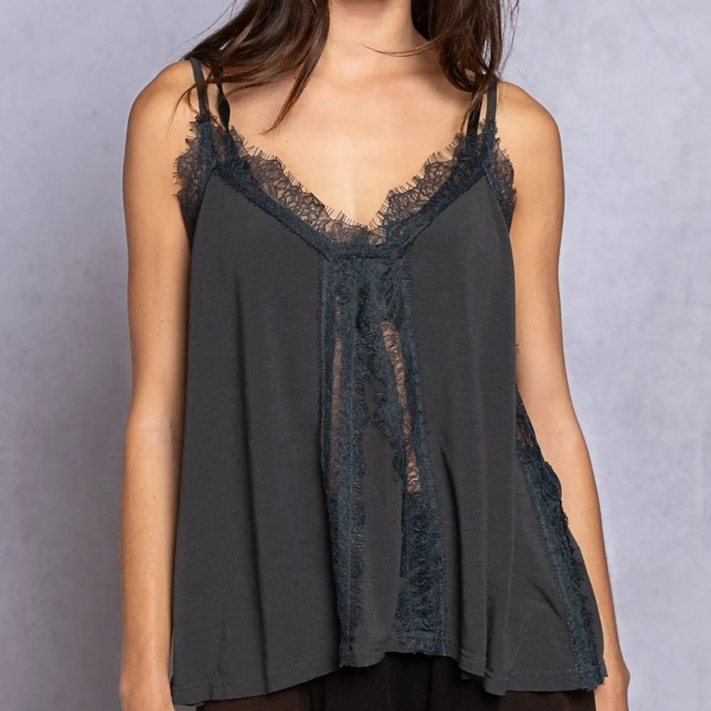 POL Lace Detail V-Neck Cami on Simply Obsessed