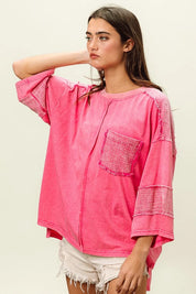 BIBI High-Low Washed Knit Shirt on Simply Obsessed