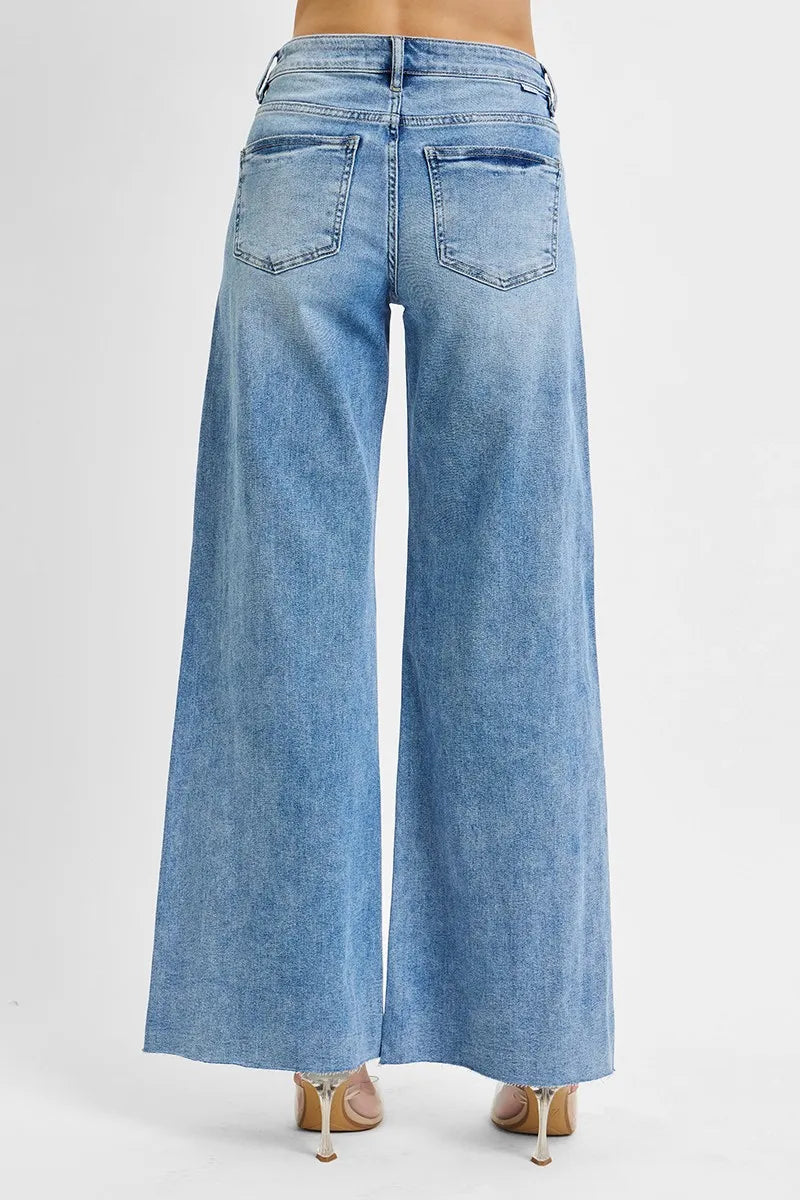 RISEN Full Size Tummy Control High Rise Ankle Palazzo Jeans Plus Size on Simply Obsessed