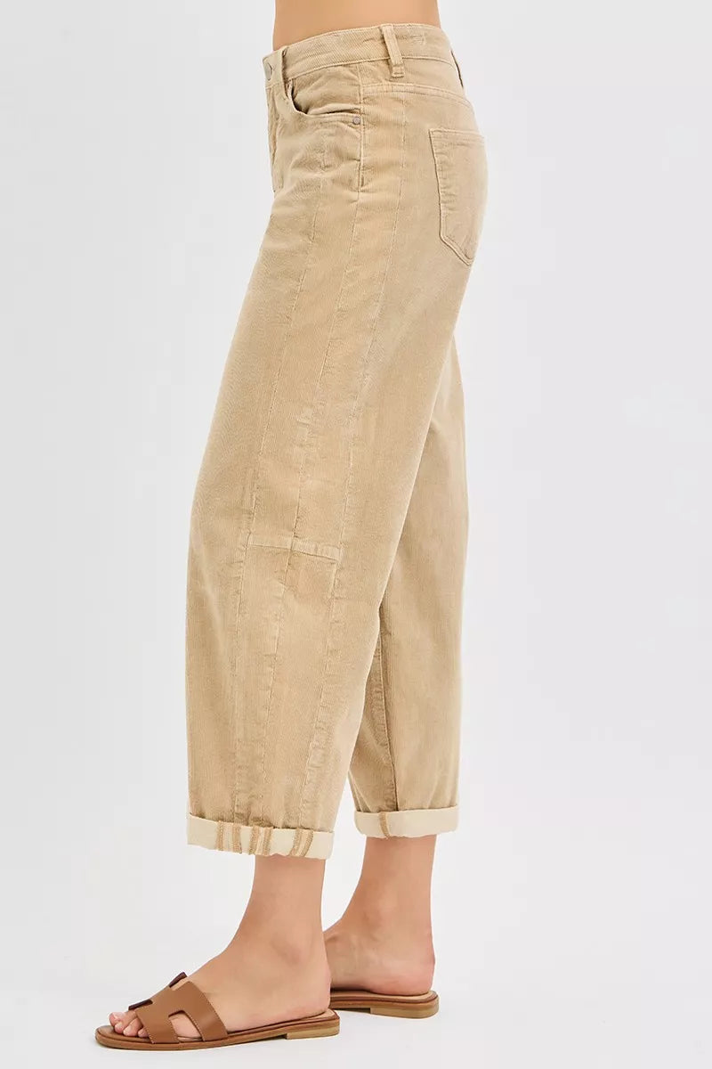 RISEN High Rise Crop Barrel Cordurory Pants on Simply Obsessed