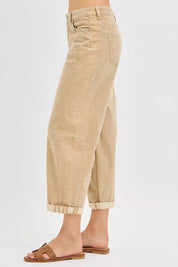 RISEN High Rise Crop Barrel Cordurory Pants on Simply Obsessed
