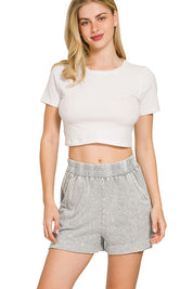ZENANA Halo Snow Washed Boxy Top & Shorts Set on Simply Obsessed