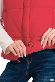 ZENANA High Neck Zip-Up Vest Coat on Simply Obsessed