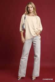 Umgee Satin Jacquard Balloon Sleeve Blouse on Simply Obsessed
