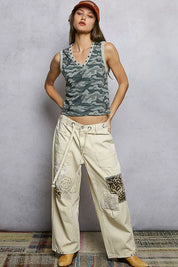 POL Studded Camouflage V-Neck Cropped Tank on Simply Obsessed