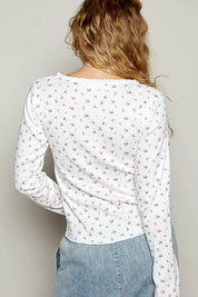 POL Floral V-Neck Long Sleeve T-Shirt on Simply Obsessed
