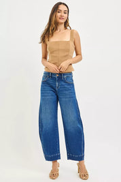 RISEN Mid Rise Crop Barrel Jeans on Simply Obsessed