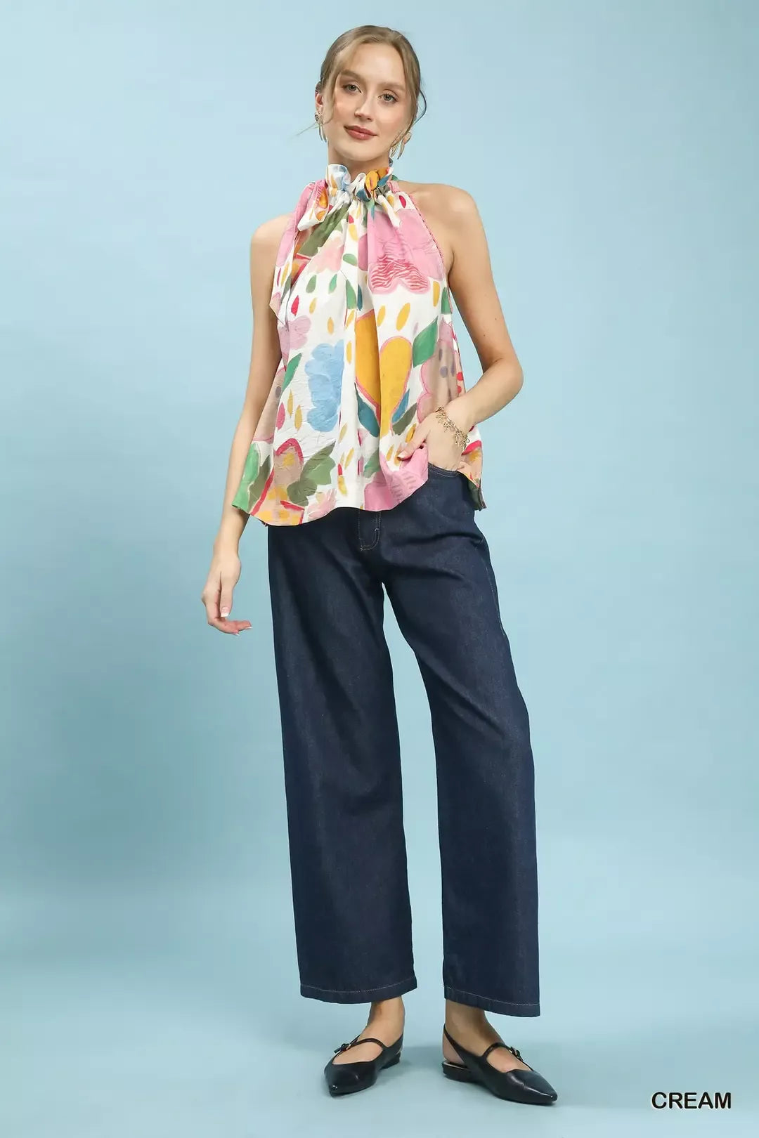 UMGEE Multi-Color Floral Halter Neck Boho Top on Simply Obsessed