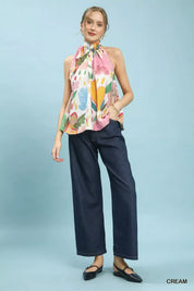 UMGEE Multi-Color Floral Halter Neck Boho Top on Simply Obsessed
