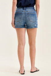 JUDY BLUE High Rise Slim Short with Star Splatter on Simply Obsessed