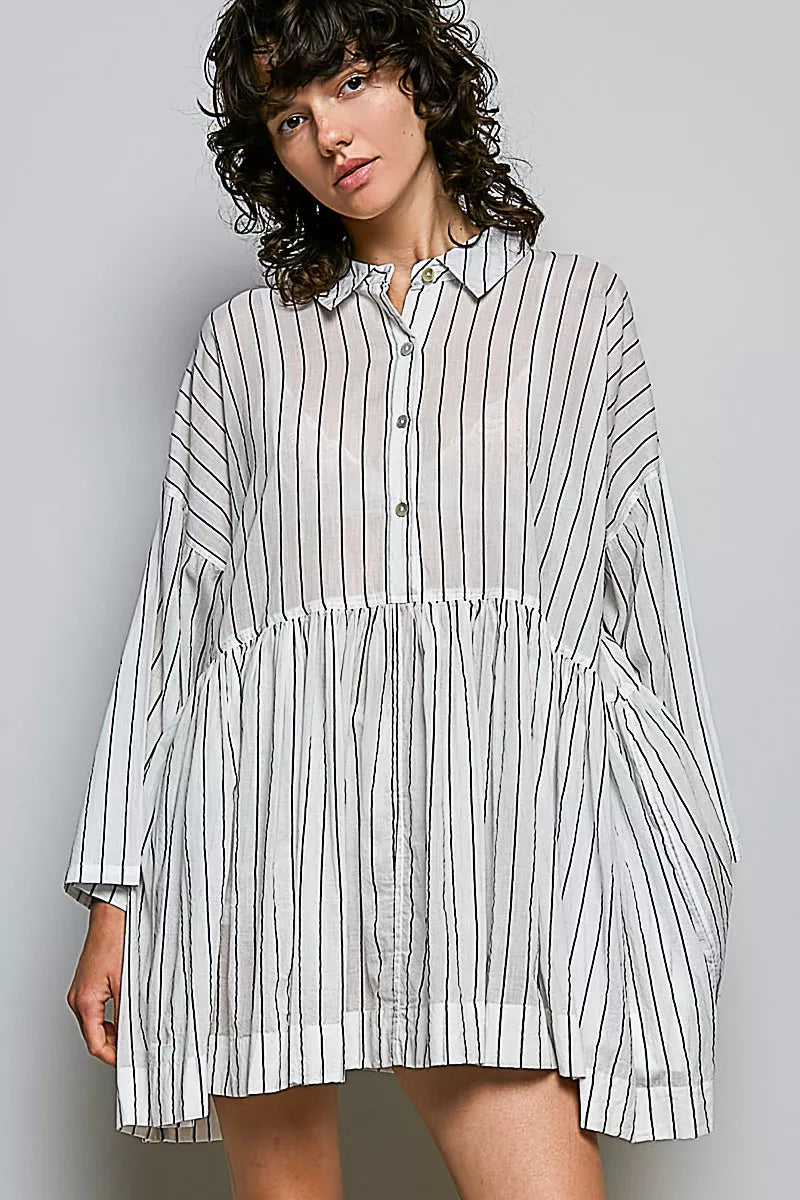 POL Striped Relaxed Fit Shirt Dress on Simply Obsessed