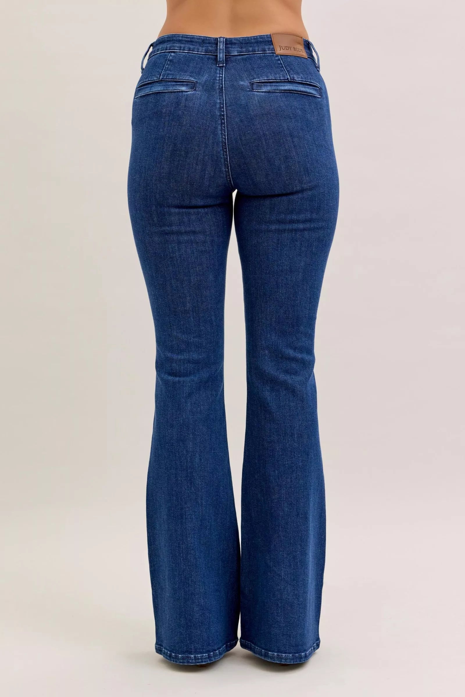 Judy Blue High Waist Flare Jeans with Front Patch Pockets on Simply Obsessed