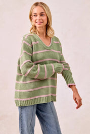 BIBI Striped Long Sleeve Sweater on Simply Obsessed