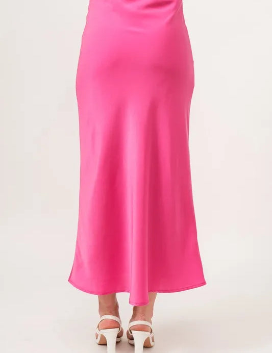 And The Why Solid Satin Midi Skirt on Simply Obsessed