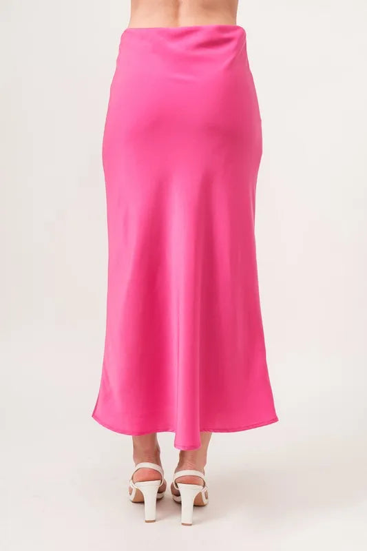 And The Why Solid Satin Midi Skirt on Simply Obsessed