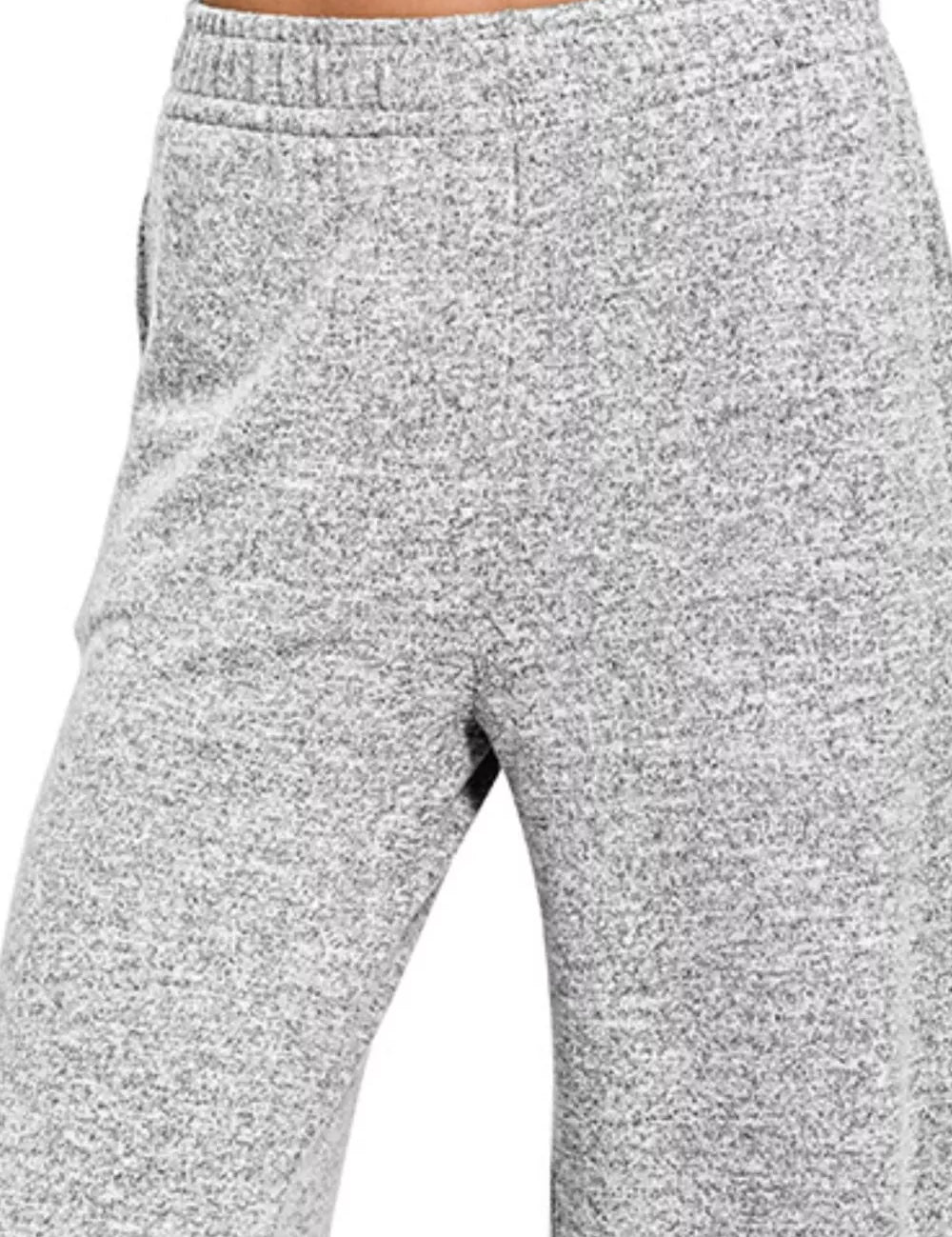 ZENANA Soft Melange Hacci Elastic Waistband Lounge Pants on Simply Obsessed
