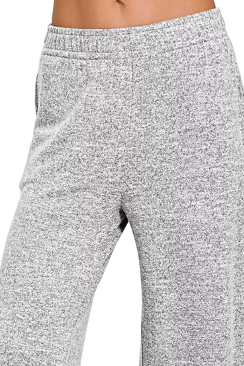 ZENANA Soft Melange Hacci Elastic Waistband Lounge Pants on Simply Obsessed