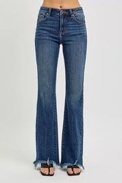 RISEN Full Size Mid Rise Flare Frayed Hem Jeans Plus Size on Simply Obsessed