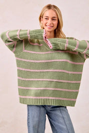 BIBI Striped Long Sleeve Sweater on Simply Obsessed
