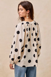 BIBI Polka Dot Exaggerated Balloon Sleeves Blouse on Simply Obsessed