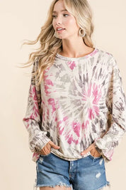 BIBI Tie Dye Print Terry Pull Over on Simply Obsessed