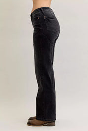 Judy Blue Mid Rise Straight Western Seam Detail Jeans on Simply Obsessed