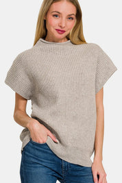 Zenana Short Sleeve Mock Neck Sweater on Simply Obsessed