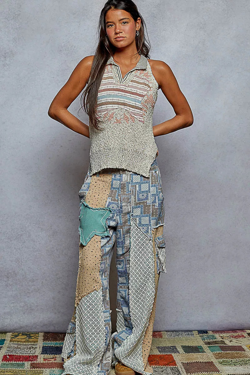 POL Striped Collar Sweater Vest with Star Patch on Simply Obsessed