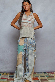 POL Striped Collar Sweater Vest with Star Patch on Simply Obsessed